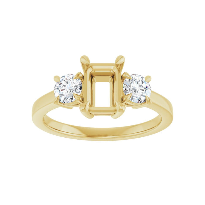 14K Yellow Gold 7x5 mm Emerald 1/2 CTW Lab-Grown Diamond Semi-Set Engagement Ring