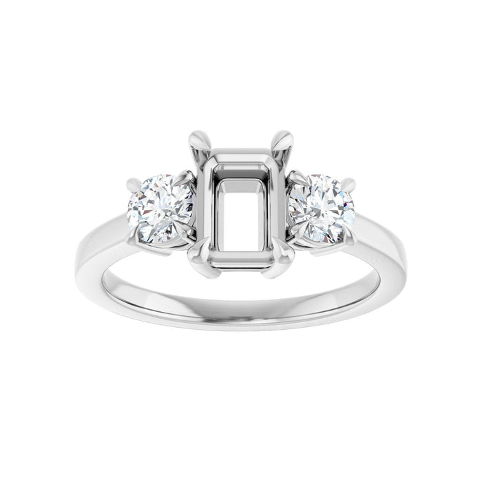 14K White Gold 7x5 mm Emerald 1/2 CTW Lab-Grown Diamond Semi-Set Engagement Ring