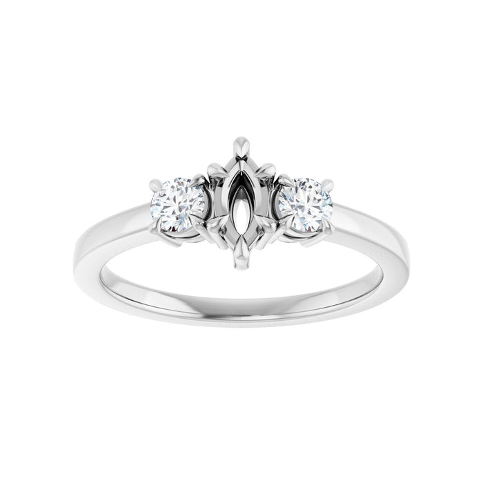 Platinum 6x3 mm Marquise 1/4 CTW Lab-Grown Diamond Semi-Set Engagement Ring