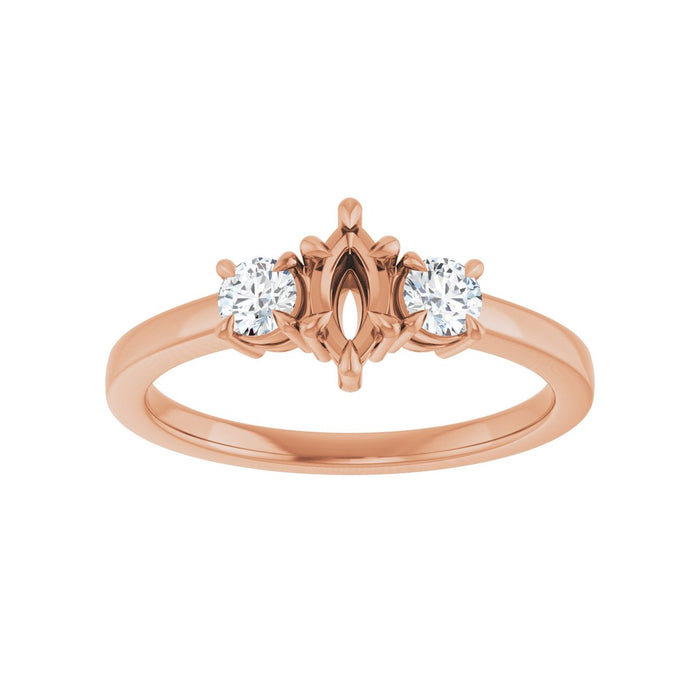 14K Rose Gold 6x3 mm Marquise 1/4 CTW Lab-Grown Diamond Semi-Set Engagement Ring