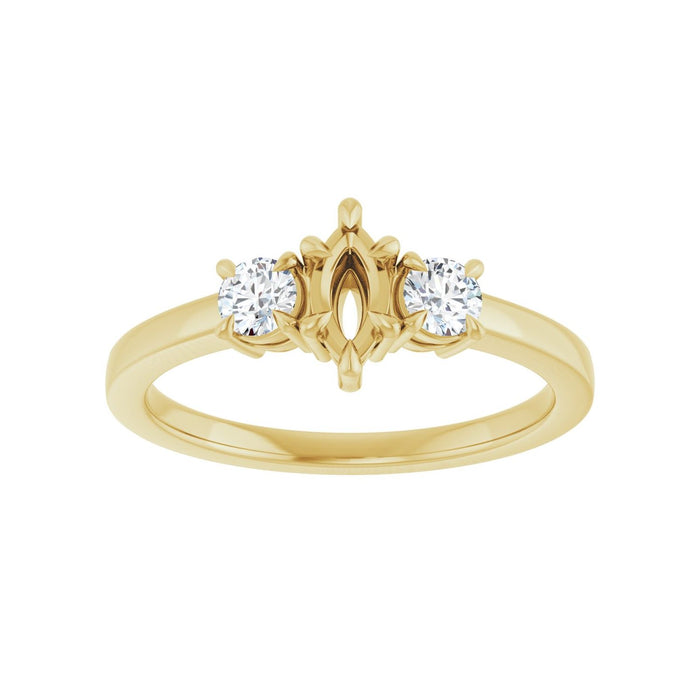14K Yellow Gold 6x3 mm Marquise 1/4 CTW Lab-Grown Diamond Semi-Set Engagement Ring