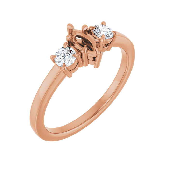 14K Rose Gold 6x3 mm Marquise 1/4 CTW Lab-Grown Diamond Semi-Set Engagement Ring
