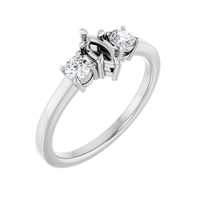 14K White Gold 6x3 mm Marquise 1/4 CTW Lab-Grown Diamond Semi-Set Engagement Ring