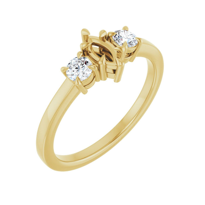 14K Yellow Gold 6x3 mm Marquise 1/4 CTW Lab-Grown Diamond Semi-Set Engagement Ring