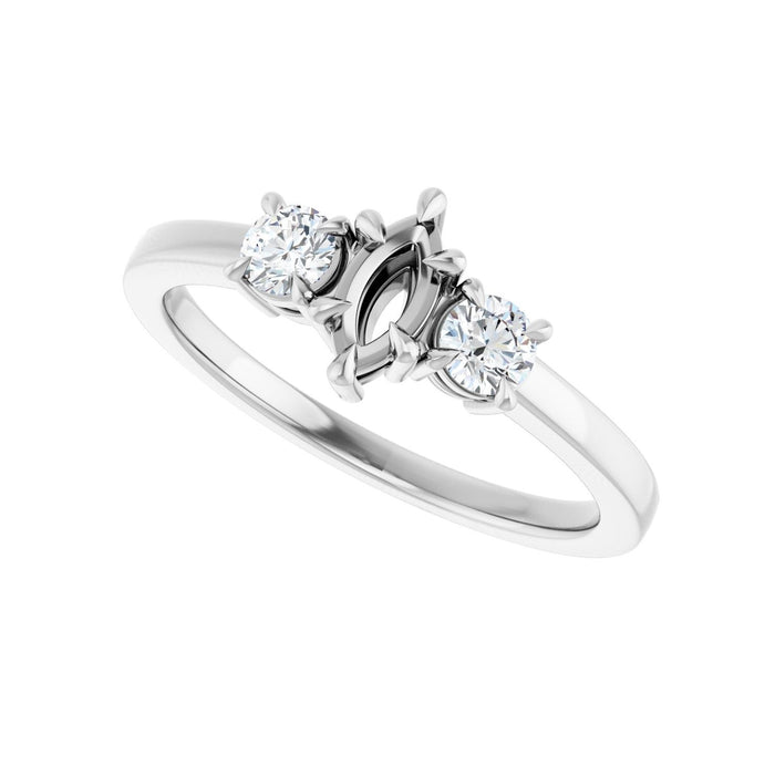 Platinum 6x3 mm Marquise 1/4 CTW Lab-Grown Diamond Semi-Set Engagement Ring