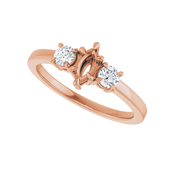 14K Rose Gold 6x3 mm Marquise 1/4 CTW Lab-Grown Diamond Semi-Set Engagement Ring
