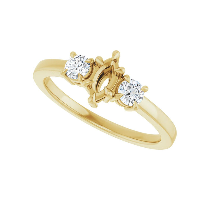 14K Yellow Gold 6x3 mm Marquise 1/4 CTW Lab-Grown Diamond Semi-Set Engagement Ring