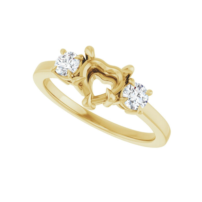 14K Yellow Gold 6x6 mm Heart 1/3 CTW Lab-Grown Diamond Semi-Set Engagement Ring