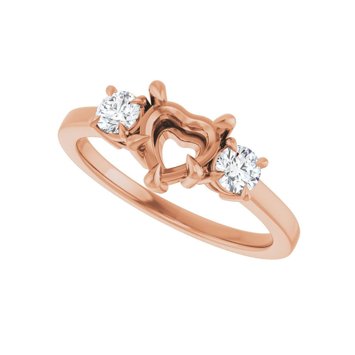 14K Rose Gold 6x6 mm Heart 1/3 CTW Lab-Grown Diamond Semi-Set Engagement Ring