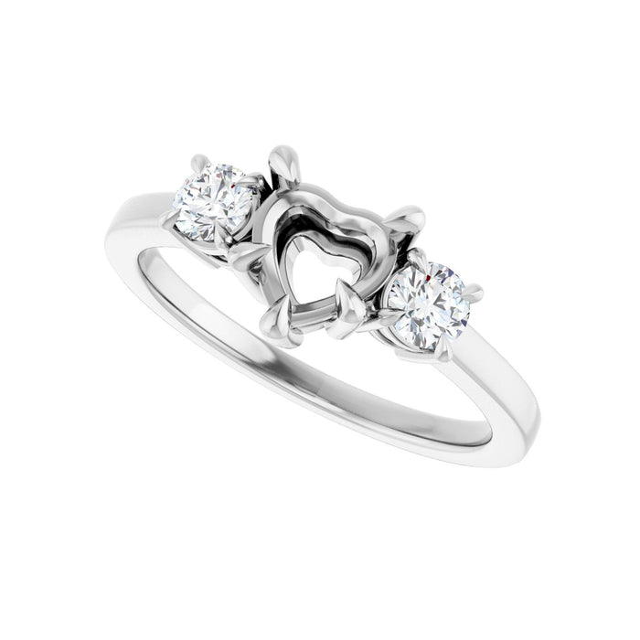 Platinum 6x6 mm Heart 1/3 CTW Lab-Grown Diamond Semi-Set Engagement Ring