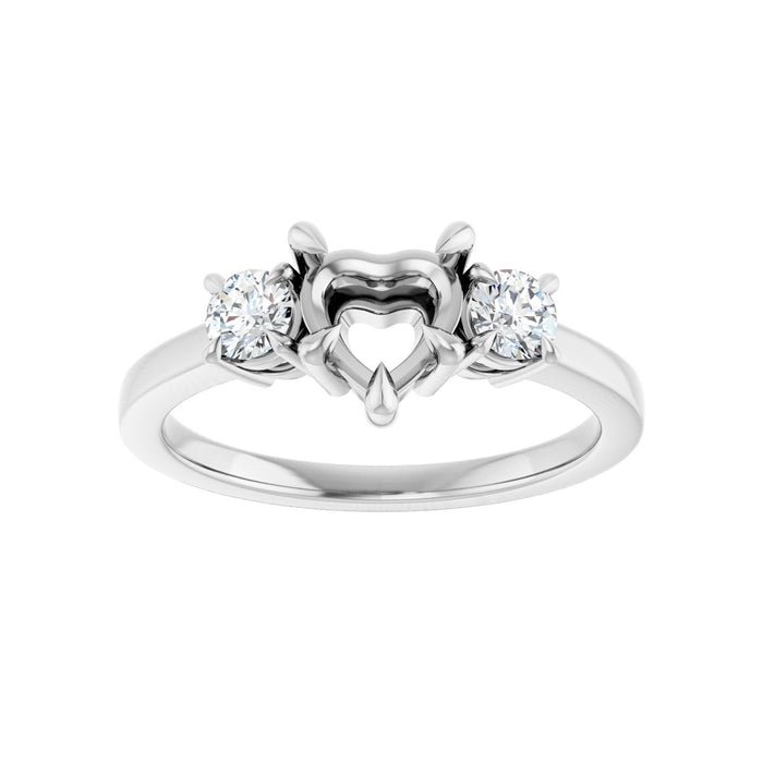 Platinum 6x6 mm Heart 1/3 CTW Lab-Grown Diamond Semi-Set Engagement Ring