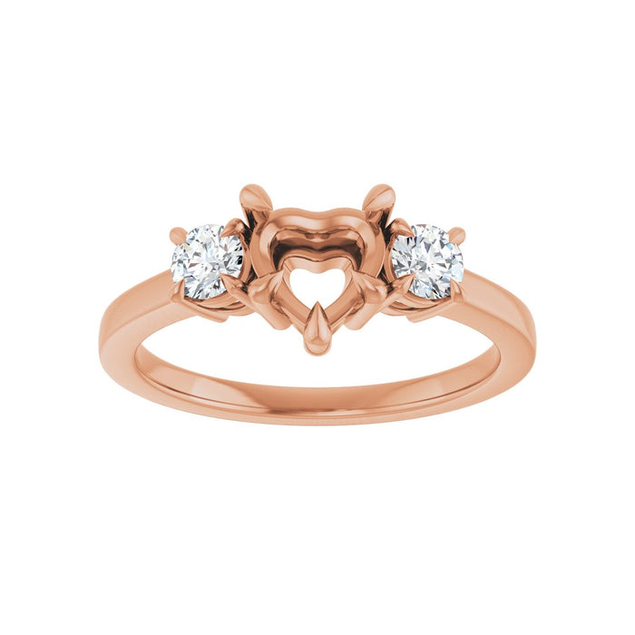 14K Rose Gold 6x6 mm Heart 1/3 CTW Lab-Grown Diamond Semi-Set Engagement Ring