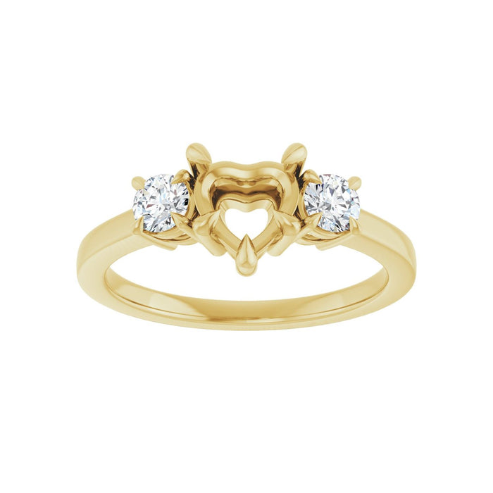 14K Yellow Gold 6x6 mm Heart 1/3 CTW Lab-Grown Diamond Semi-Set Engagement Ring