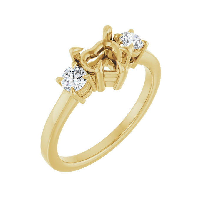 14K Yellow Gold 6x6 mm Heart 1/3 CTW Lab-Grown Diamond Semi-Set Engagement Ring