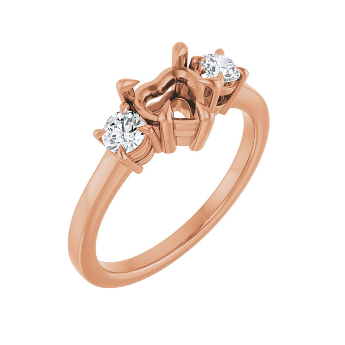 14K Rose Gold 6x6 mm Heart 1/3 CTW Lab-Grown Diamond Semi-Set Engagement Ring