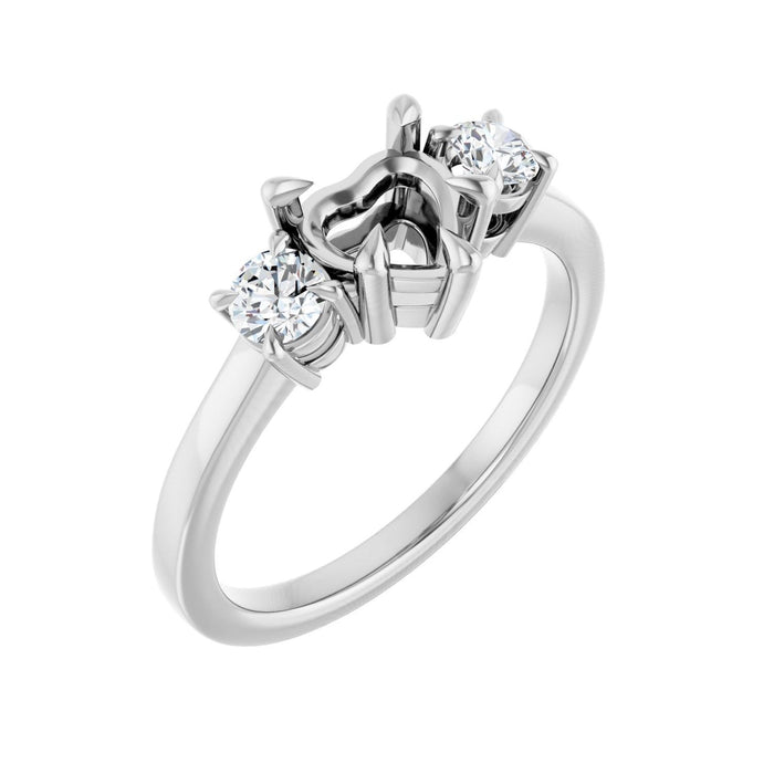 Platinum 6x6 mm Heart 1/3 CTW Lab-Grown Diamond Semi-Set Engagement Ring