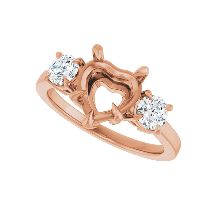 14K Rose Gold 8x8 mm Heart 1/2 CTW Lab-Grown Diamond Semi-Set Engagement Ring