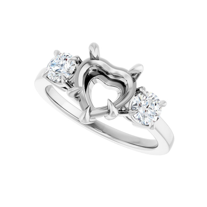 Platinum 8x8 mm Heart 1/2 CTW Lab-Grown Diamond Semi-Set Engagement Ring