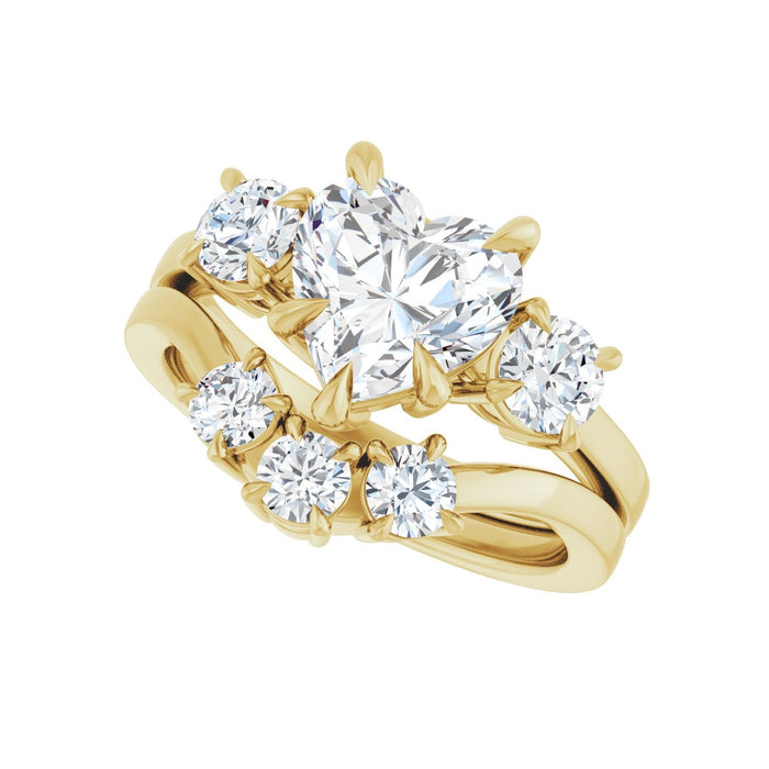 14K Yellow Gold 8x8 mm Heart 1/2 CTW Lab-Grown Diamond Semi-Set Engagement Ring