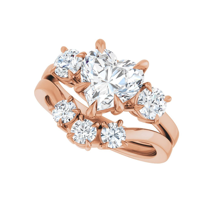 14K Rose Gold 8x8 mm Heart 1/2 CTW Lab-Grown Diamond Semi-Set Engagement Ring