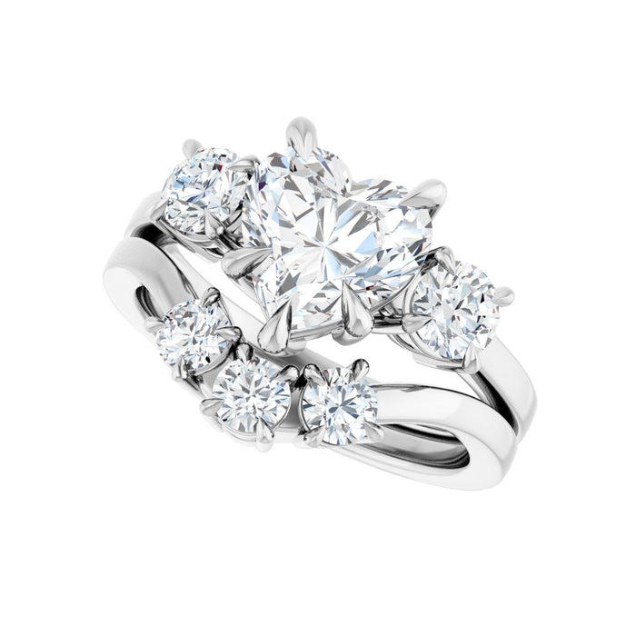Platinum 8x8 mm Heart 1/2 CTW Lab-Grown Diamond Semi-Set Engagement Ring