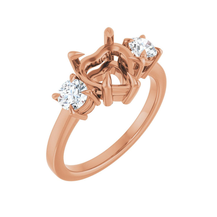14K Rose Gold 8x8 mm Heart 1/2 CTW Lab-Grown Diamond Semi-Set Engagement Ring