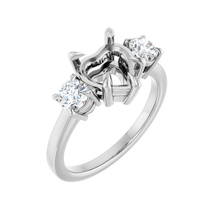 14K White Gold 8x8 mm Heart 1/2 CTW Lab-Grown Diamond Semi-Set Engagement Ring