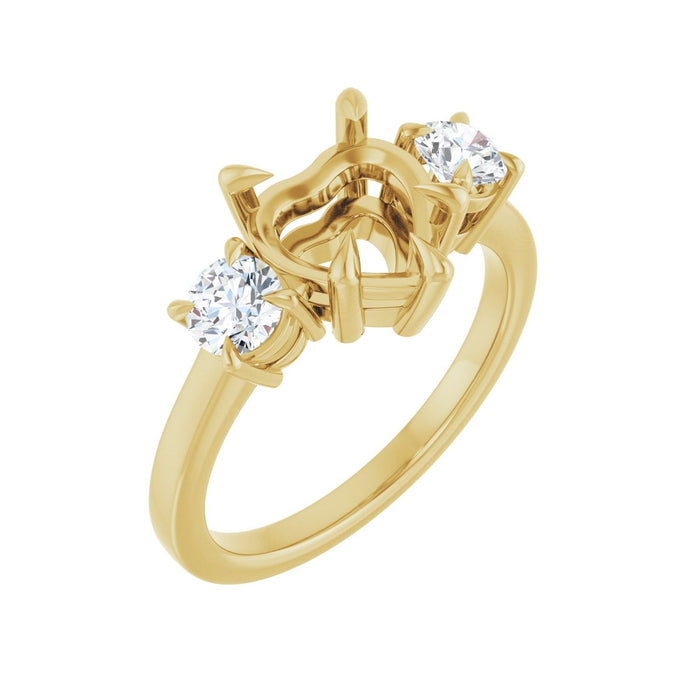 14K Yellow Gold 8x8 mm Heart 1/2 CTW Lab-Grown Diamond Semi-Set Engagement Ring