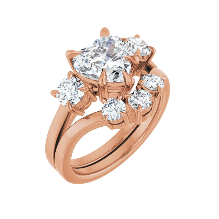 14K Rose Gold 8x8 mm Heart 1/2 CTW Lab-Grown Diamond Semi-Set Engagement Ring