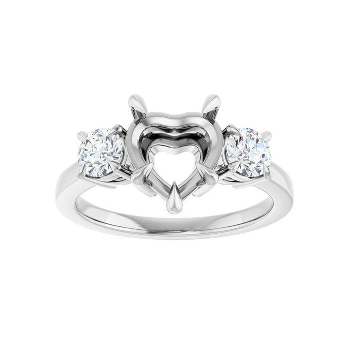 Platinum 8x8 mm Heart 1/2 CTW Lab-Grown Diamond Semi-Set Engagement Ring
