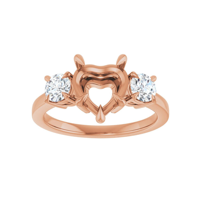 14K Rose Gold 8x8 mm Heart 1/2 CTW Lab-Grown Diamond Semi-Set Engagement Ring