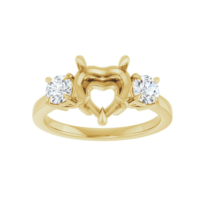 14K Yellow Gold 8x8 mm Heart 1/2 CTW Lab-Grown Diamond Semi-Set Engagement Ring