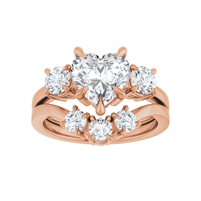14K Rose Gold 8x8 mm Heart 1/2 CTW Lab-Grown Diamond Semi-Set Engagement Ring