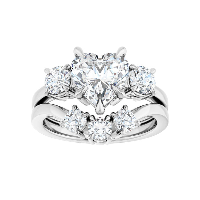 14K White Gold 8x8 mm Heart 1/2 CTW Lab-Grown Diamond Semi-Set Engagement Ring