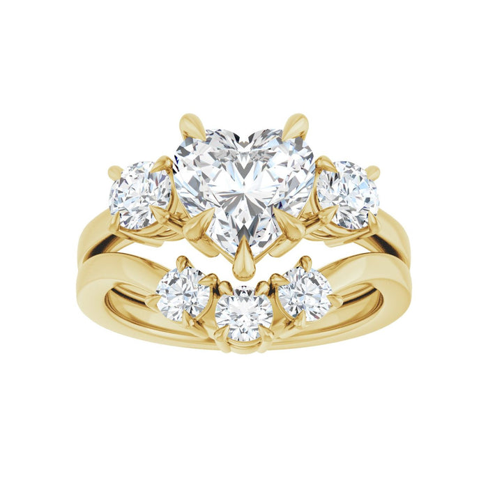 14K Yellow Gold 8x8 mm Heart 1/2 CTW Lab-Grown Diamond Semi-Set Engagement Ring