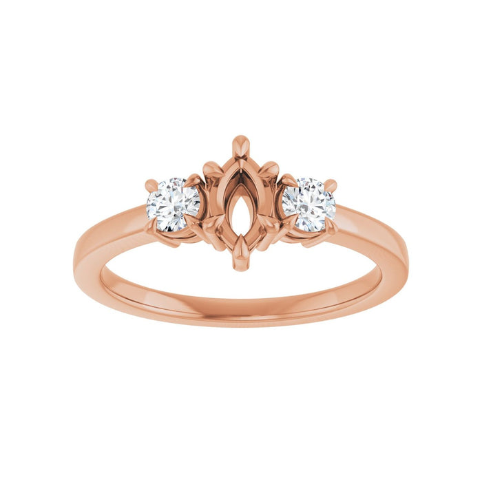 14K Rose Gold 6x3.5 mm Marquise 1/4 CTW Lab-Grown Diamond Semi-Set Engagement Ring