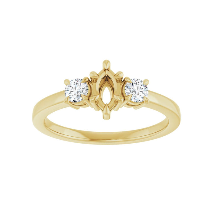 14K Yellow Gold 6x3.5 mm Marquise 1/4 CTW Lab-Grown Diamond Semi-Set Engagement Ring