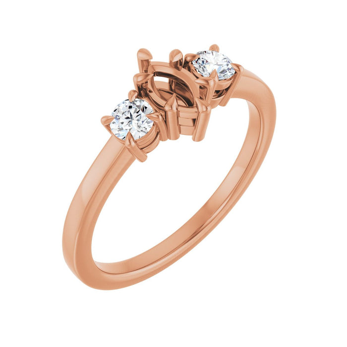 14K Rose Gold 6x3.5 mm Marquise 1/4 CTW Lab-Grown Diamond Semi-Set Engagement Ring