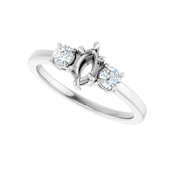 14K White Gold 6x3.5 mm Marquise 1/4 CTW Lab-Grown Diamond Semi-Set Engagement Ring