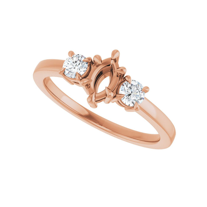 14K Rose Gold 6x3.5 mm Marquise 1/4 CTW Lab-Grown Diamond Semi-Set Engagement Ring