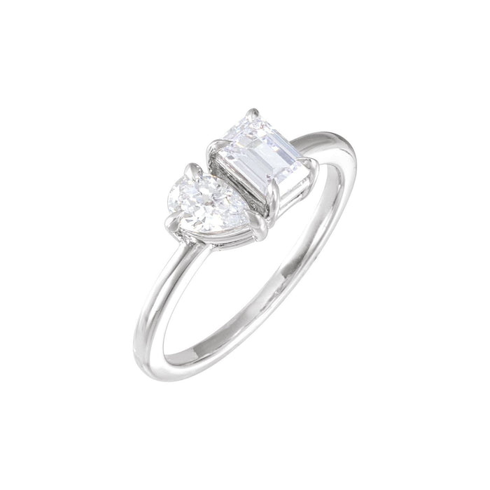 Sterling Silver 1 CTW Lab-Grown Diamond Two-Stone Ring