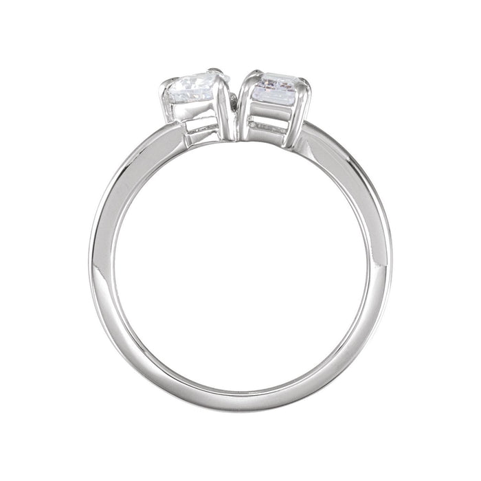 Sterling Silver 1 CTW Lab-Grown Diamond Two-Stone Ring