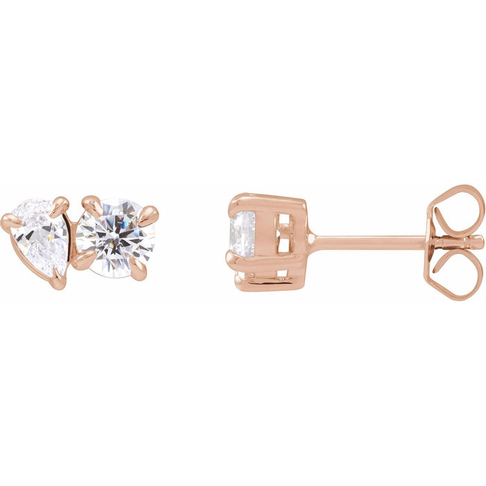 14K Rose Gold 1 1/6 CTW Lab-Grown Diamond Two-Stone Stud Earrings