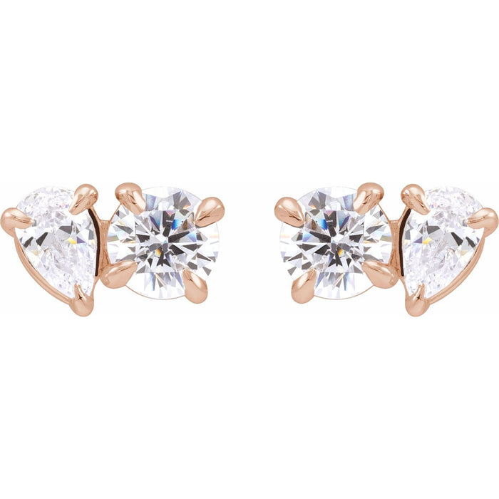 14K Rose Gold 1 1/6 CTW Lab-Grown Diamond Two-Stone Stud Earrings