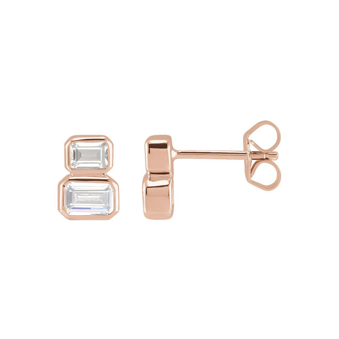 14K Rose Gold 1 CTW Lab-Grown Diamond Two-Stone Stud Earrings