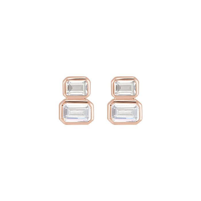 14K Rose Gold 1 CTW Lab-Grown Diamond Two-Stone Stud Earrings