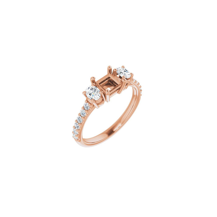 14K Rose Gold 4.5x4.5 mm Square 1/2 CTW Lab-Grown Diamond Semi-Set Engagement Ring