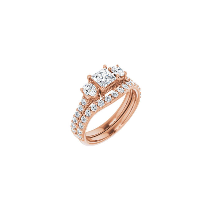 14K Rose Gold 4.5x4.5 mm Square 1/2 CTW Lab-Grown Diamond Semi-Set Engagement Ring