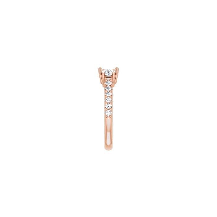 14K Rose Gold 4.5x4.5 mm Square 1/2 CTW Lab-Grown Diamond Semi-Set Engagement Ring