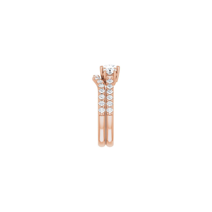 14K Rose Gold 4.5x4.5 mm Square 1/2 CTW Lab-Grown Diamond Semi-Set Engagement Ring